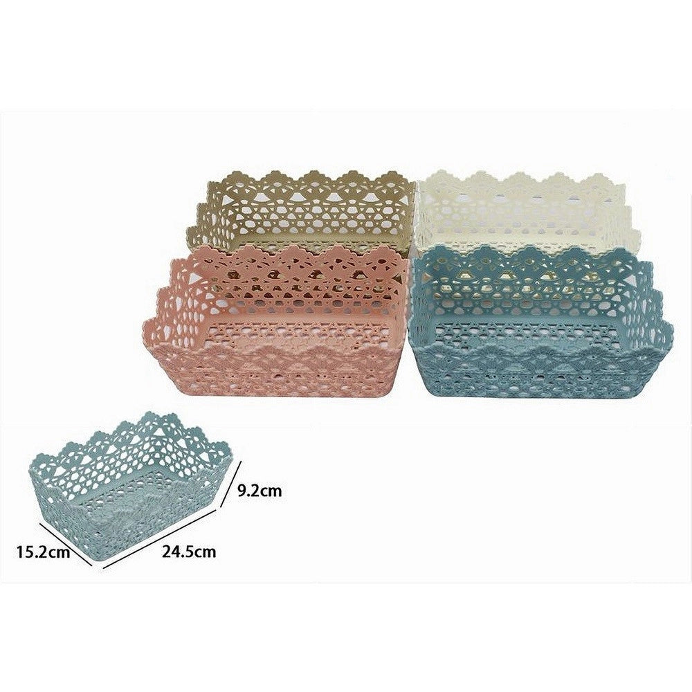 Trade Shop - Cestino Porta Oggetti Cesto Plastica Rettangolare 24.5x15.2x9.2cm Multiuso 79471 -