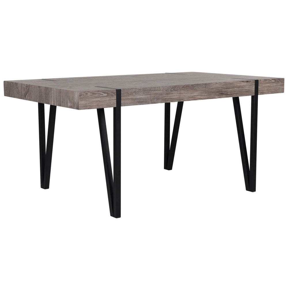 Tavolo da pranzo Piano in legno scuro Gambe a forcina in metallo Nero 150 x 90 cm Stile industriale rettangolare