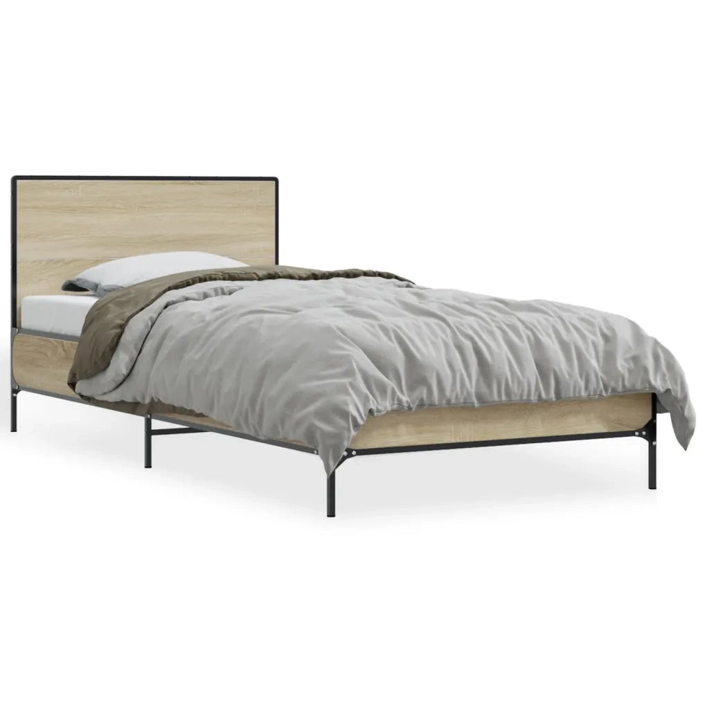 Giroletto-Struttura Letto Rovere Sonoma 75x190cm in Legno Multistrato e Metallo 421987