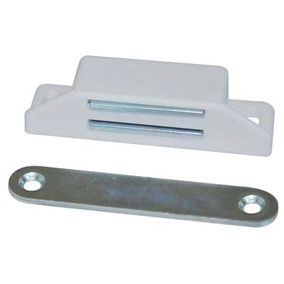CRICCHETTO MAGNETICO SPORTELLI 658 - MM 65X19 H.MM 15 KG 8 + INCONTRO BIANCO- 50 pezzi