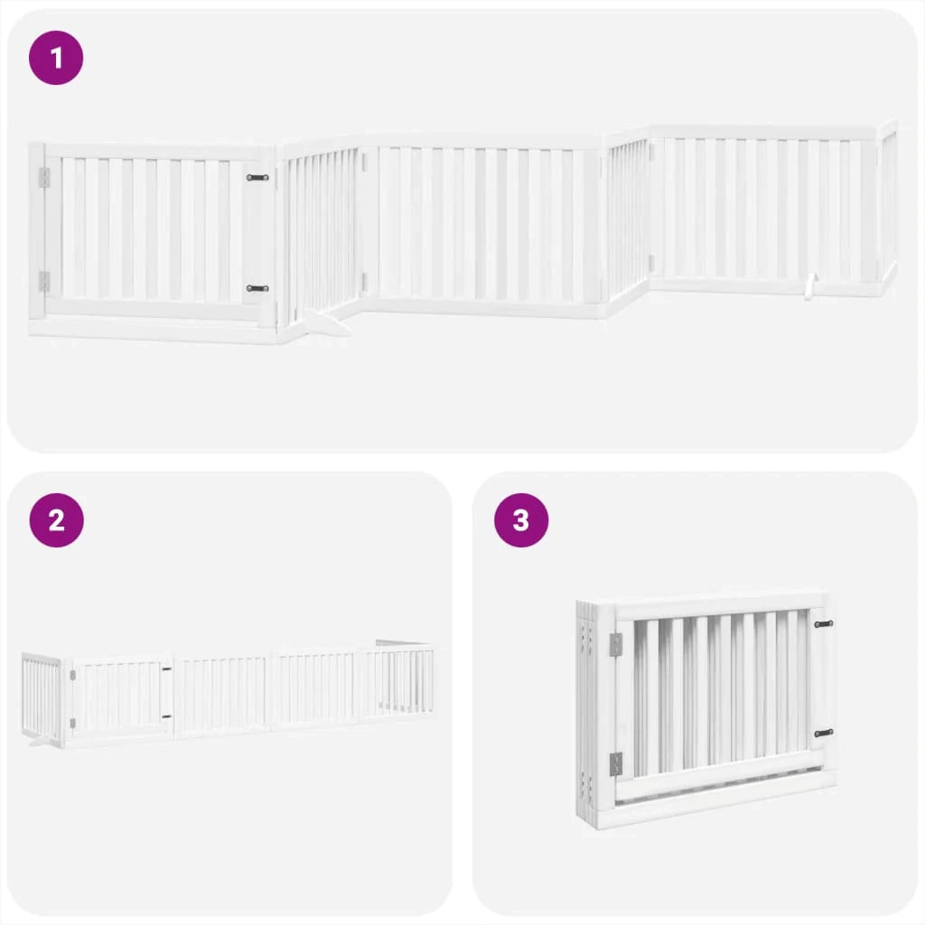 Cancelletto di sicurezza per animali domestici porta pieghevole 6 pannelli legno di pioppo bianco 02_0023235