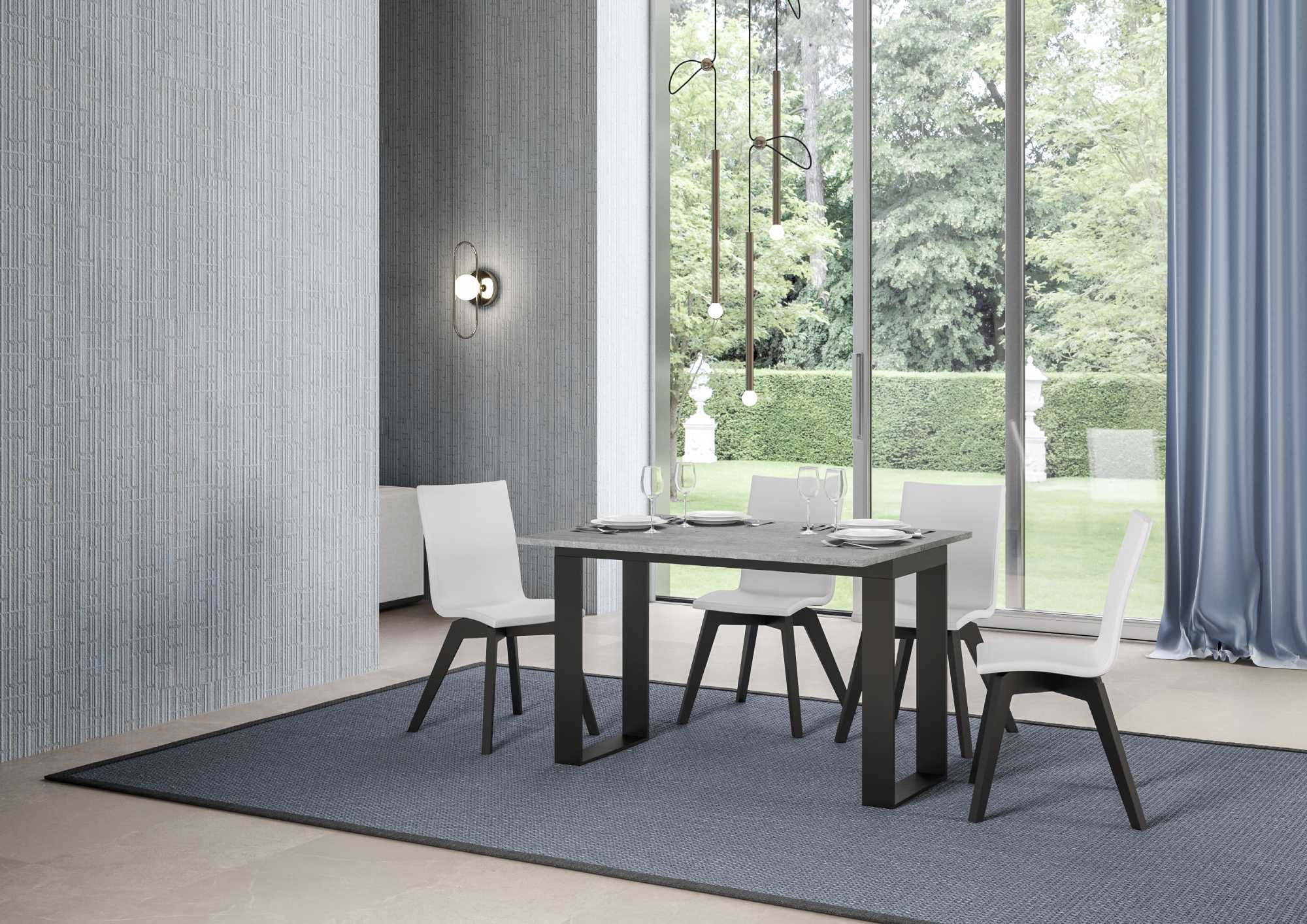 Tavolo Salvaspazio Allungabile 120/200x45/90x80/78 cm Tecno Double Cemento