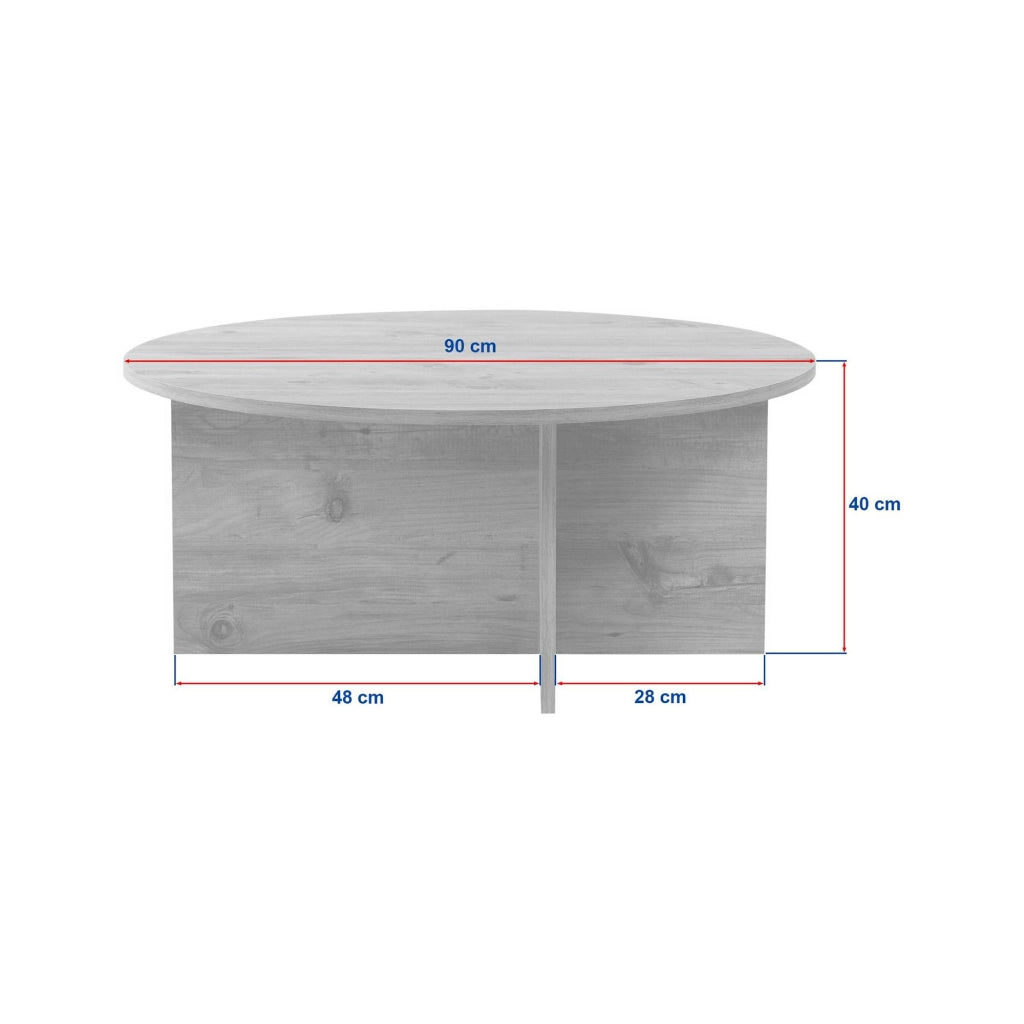 Simbario, Tavolino da Salotto Forma Rotondo, 90x90x40h cm Marrone Noce