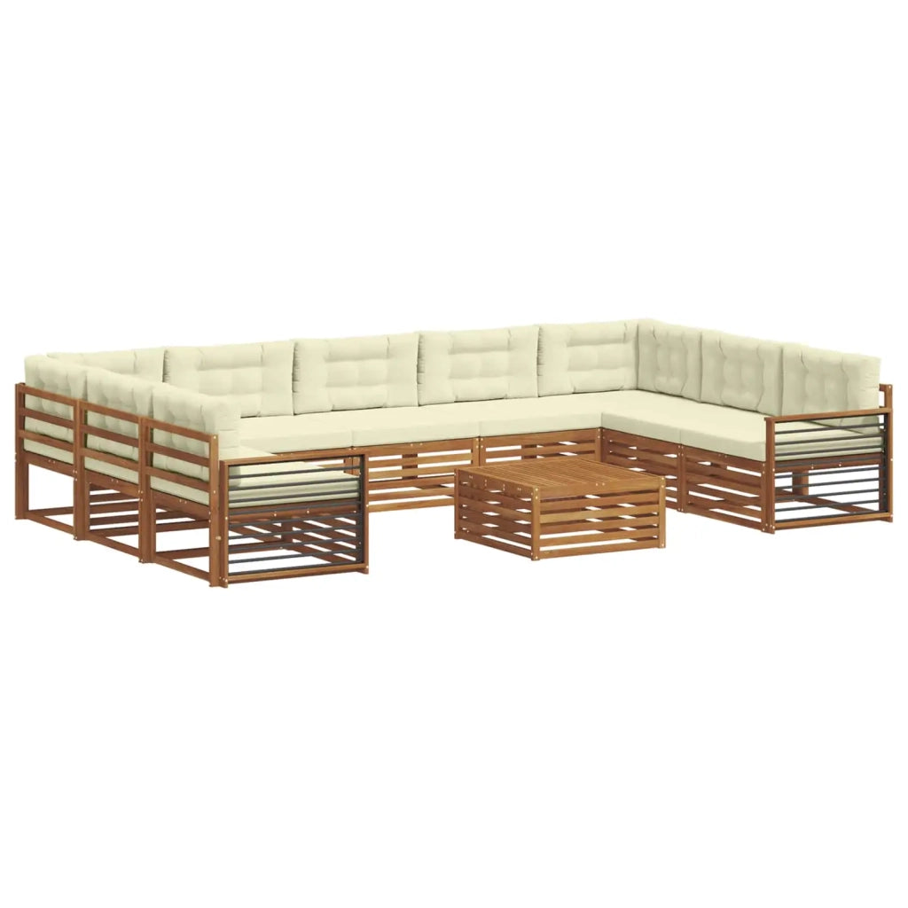 Set di divani da esterno con cuscino 10 pcs Naturale e Crema