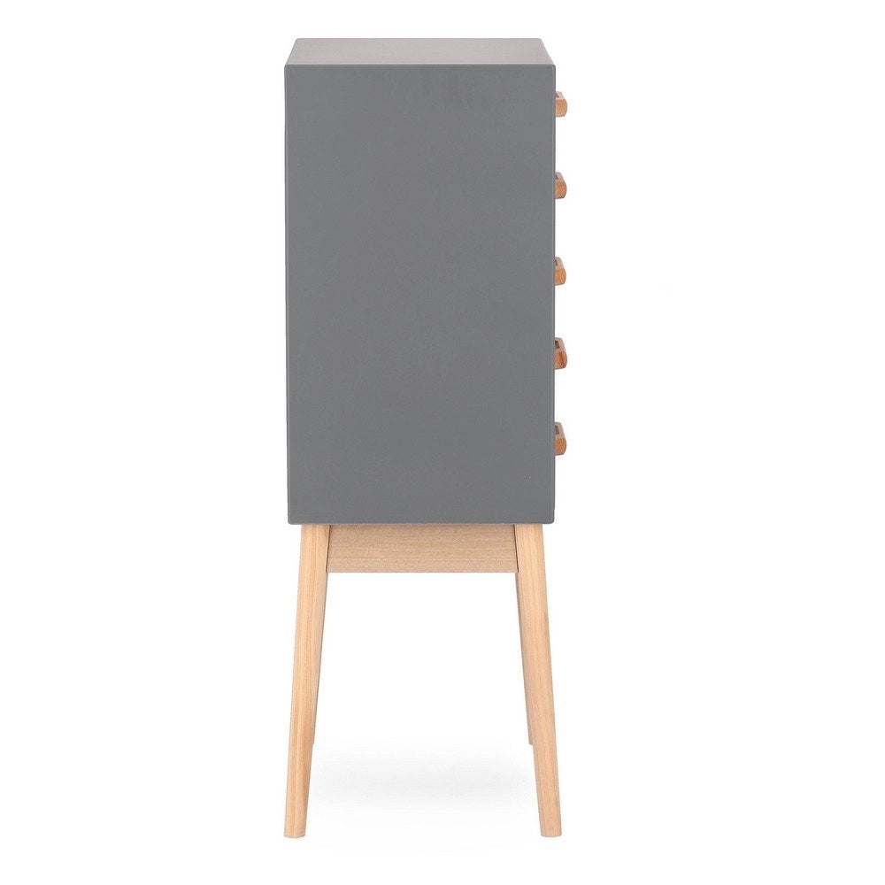 Cassettiera 5 Cassetti Legno Grigio Moderna da Interno - EXCEPTIONAL