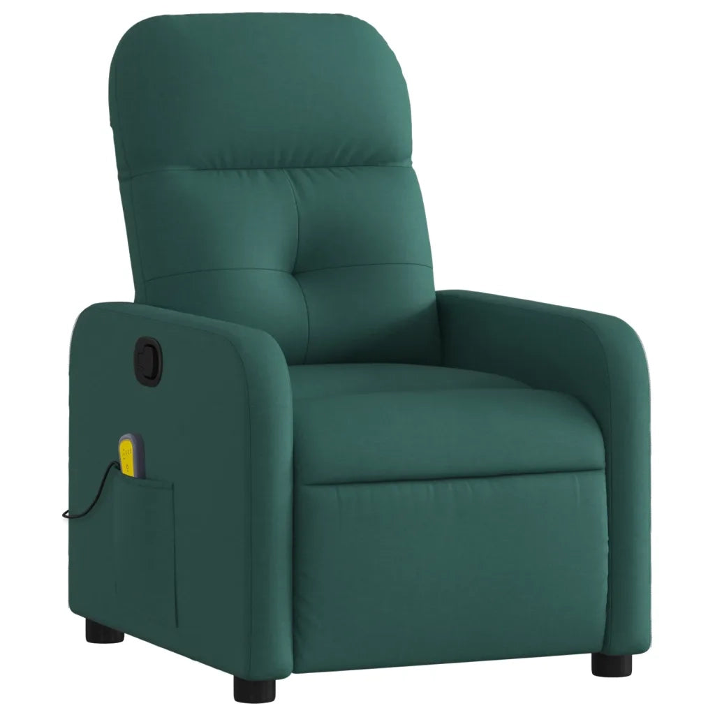 Divano Sedia-Poltrona Massaggiante Reclinabile Verde Scuro in Tessuto 405551