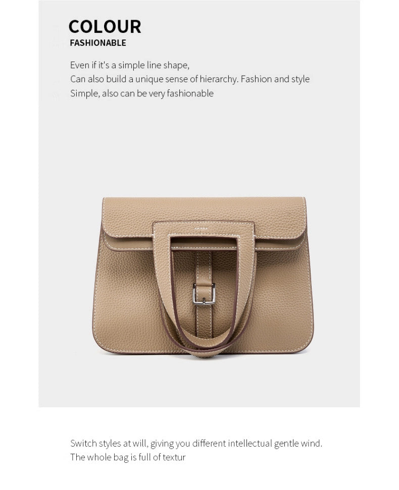 Borsa a mano casual da donna in vera pelle, grigia