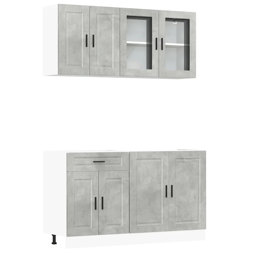 vidaXL Set Mobili da Cucina 4 pz Porto Grigio Cemento in Truciolato