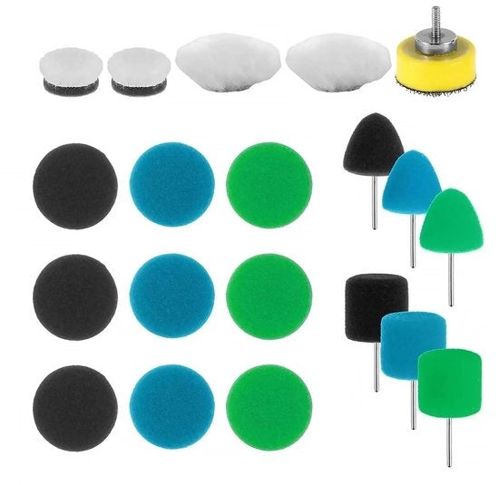 Kit di pulizia dettagliata 20 pezzi - Set di spugnette per pulizia 25 mm - Set di pulizia dettagliata - Spugnette per pulizia - Strumento per svitare con precisione - Materiale duraturo