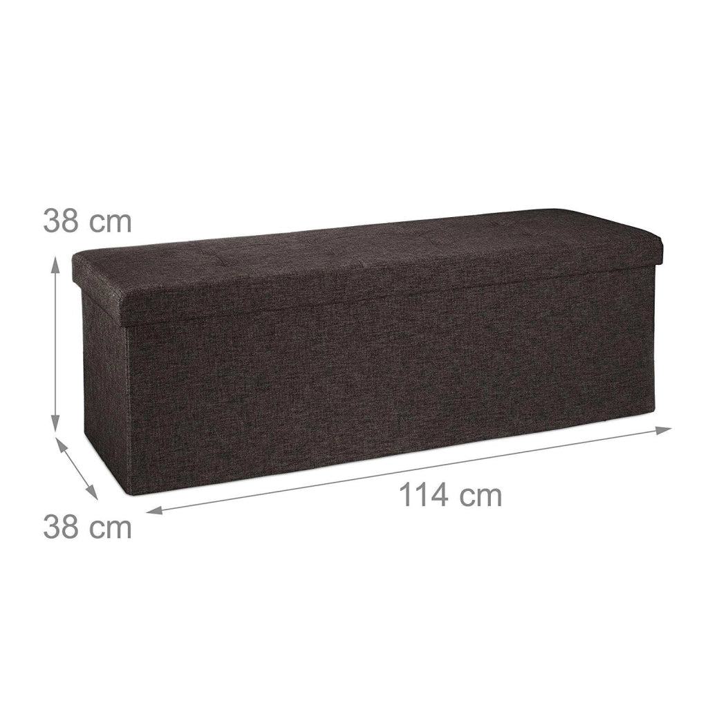 Panca portaoggetti in lino con coperchio marrone 114 cm 3013009