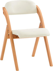 Sedie Pieghevoli in Legno Imbottite, Sedie Pieghevoli Salvaspazio con Rivestimento Sfoderabile e Struttura Robusta, per Cucina Sala da Pranzo Balcone e Giardino Bianco 47,5 x 59 x 77 cm FST92-W
