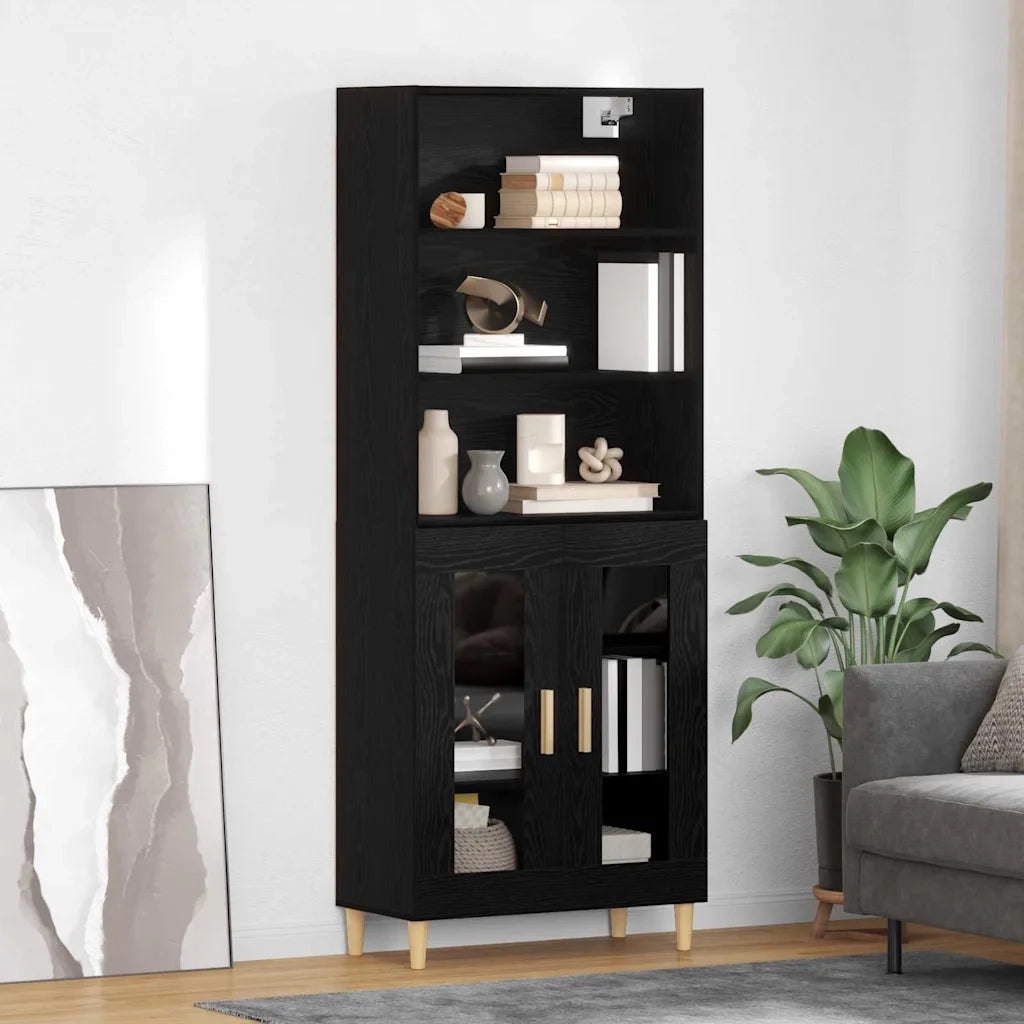 Credenza Rovere Nero 69,5 x 32,5 x 180 cm Legno multistrato