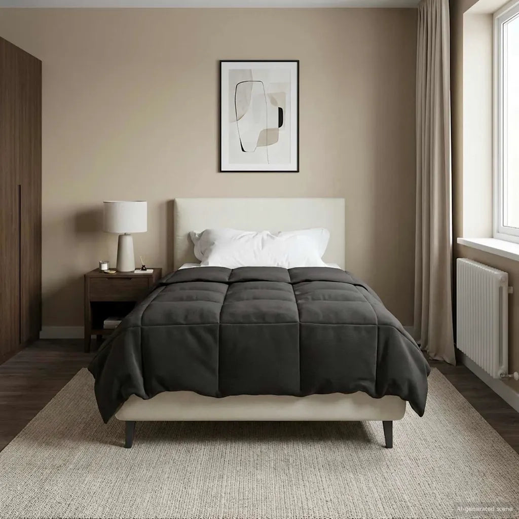 Piumone | Duvet Completo Annuale Antracite 140 x 220 cm Microfibra