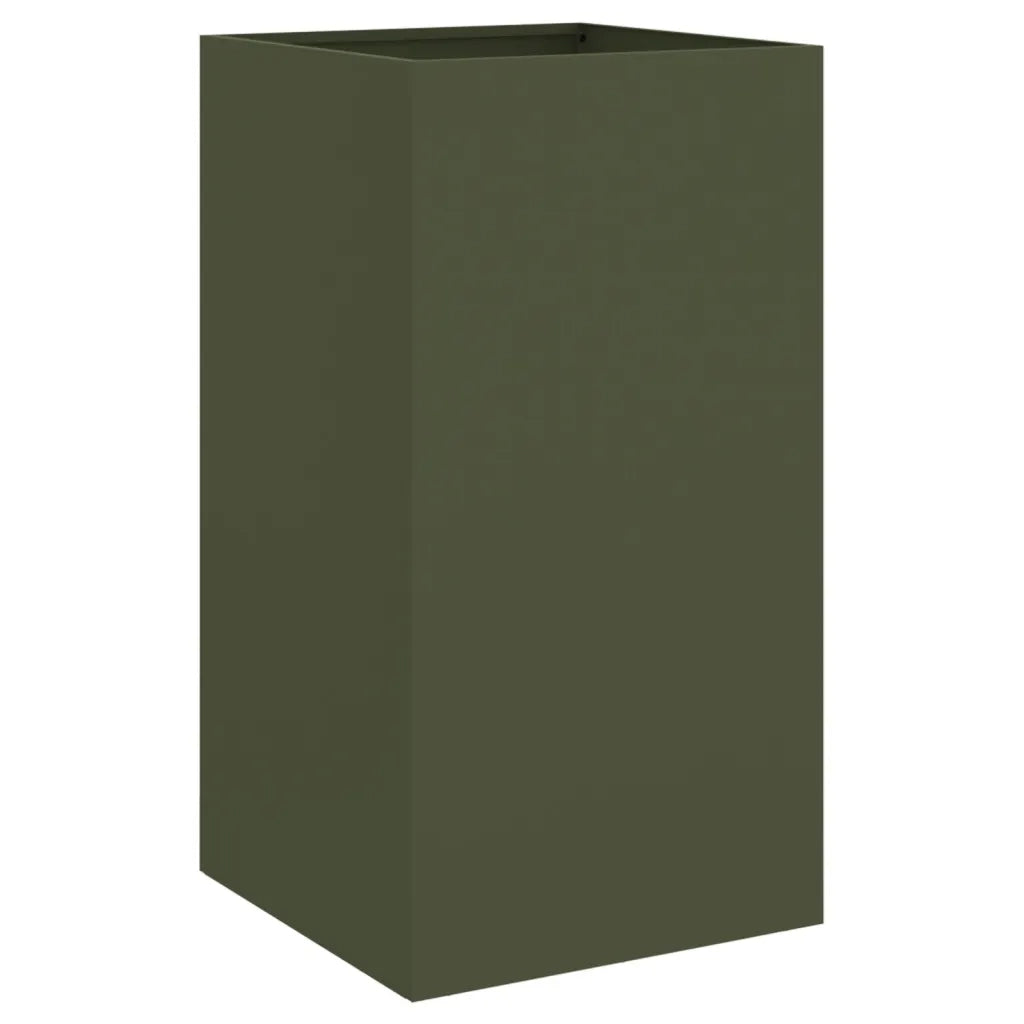 Fioriera-Vaso-Contenitore per Piante Verde Oliva 42x38x75 cm in Acciaio