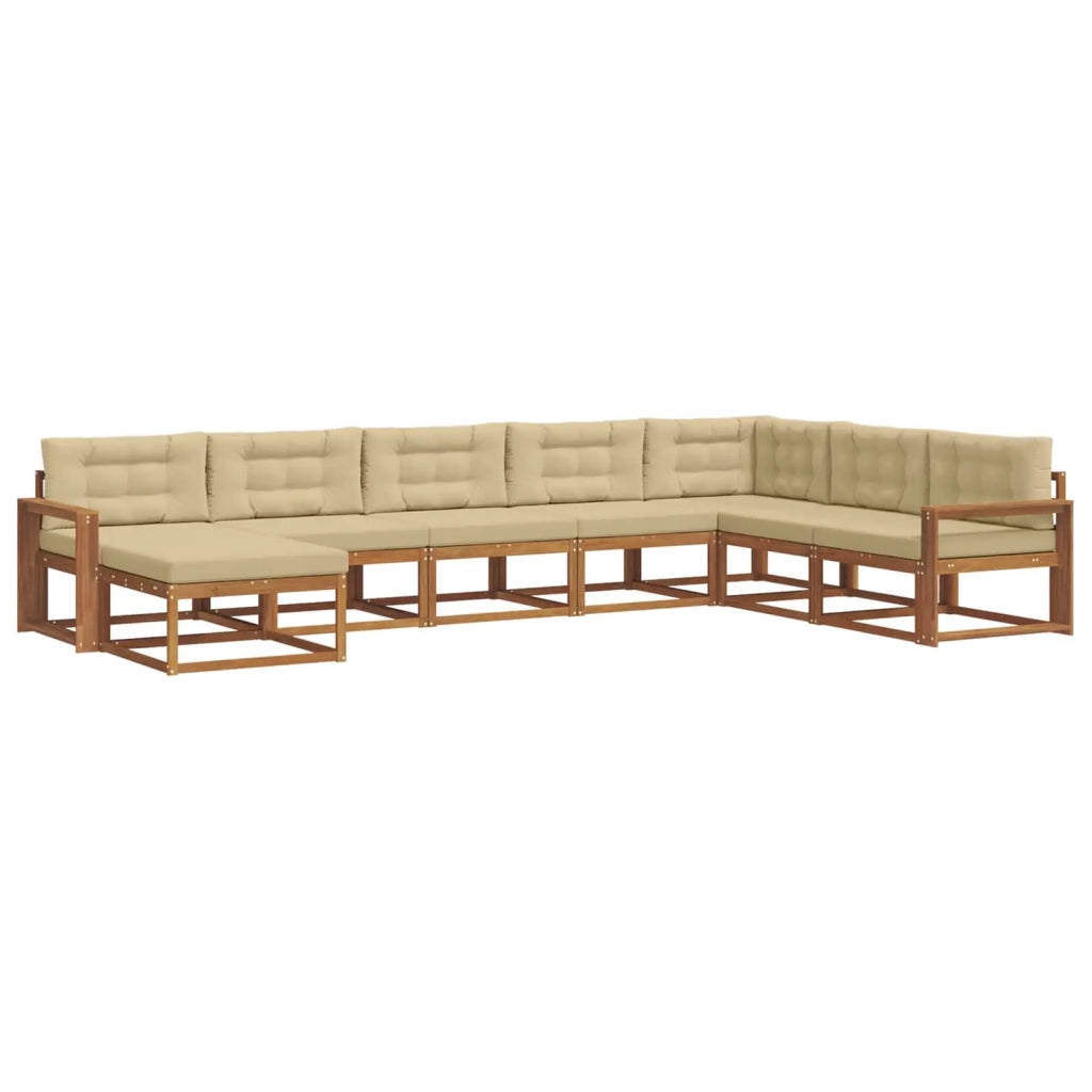 Set di divani da esterno con cuscino 8 pcs Naturale e Beige 3368006