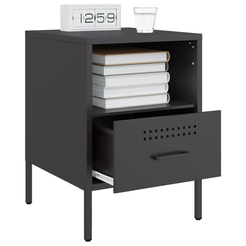 Comodino Nero 36x39x50,5 cm in Acciaio 843054