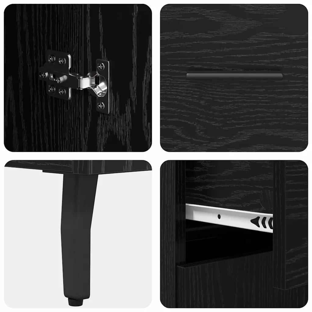 Credenza-Buffet-Armadio da cucina Rovere Nero 69,5 x 34 x 90 cm Legno multistrato 714464