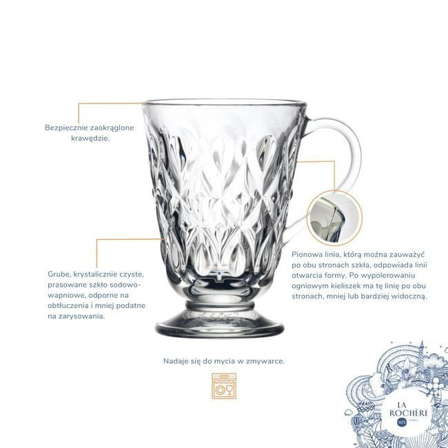 Bicchiere con manico La Rochere Lyonnais - Elegante bicchiere in vetro pressato