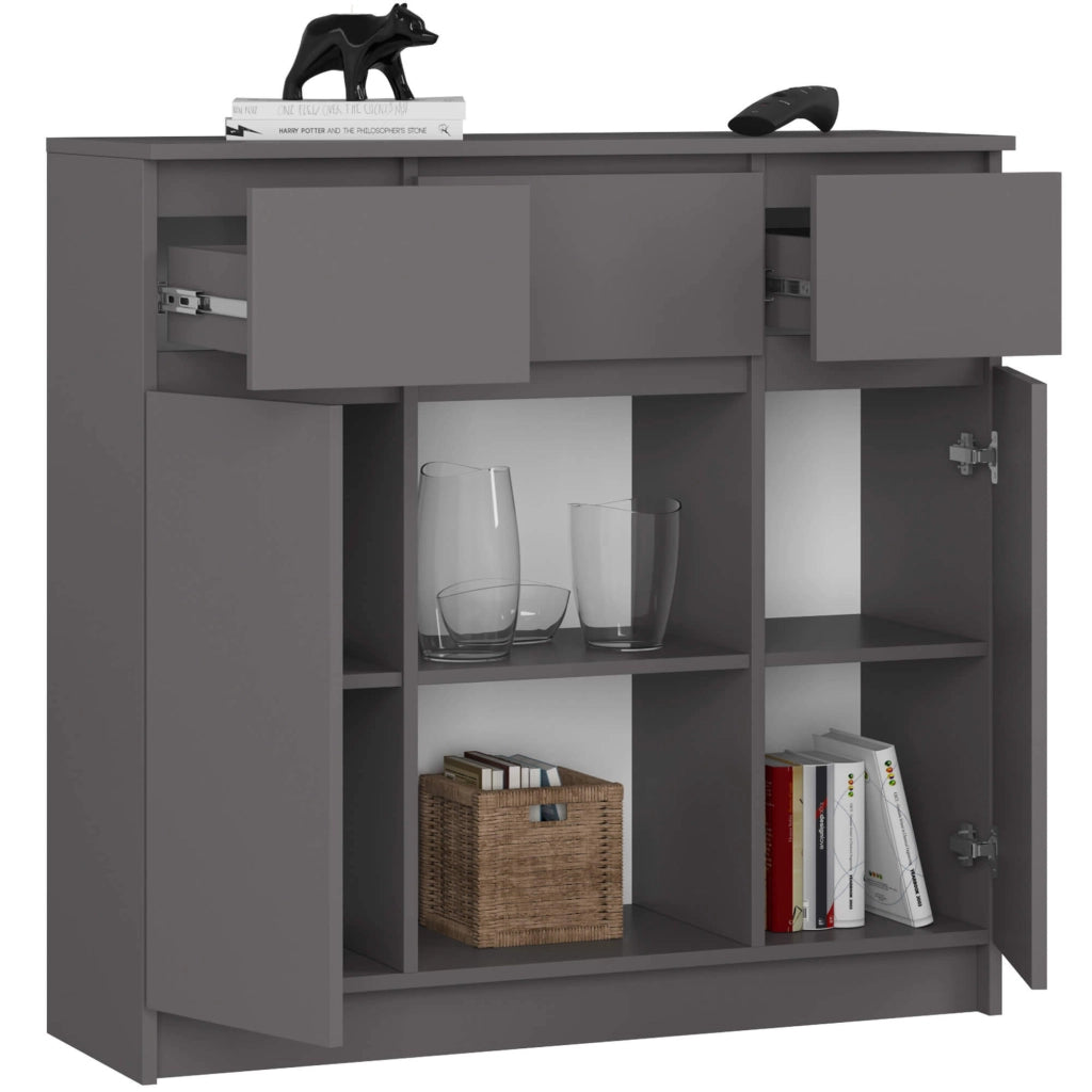 Cassettiera AKORD K100 Grigio Grafite 101 cm 2 ante 3 cassetti 101x35x98 cm