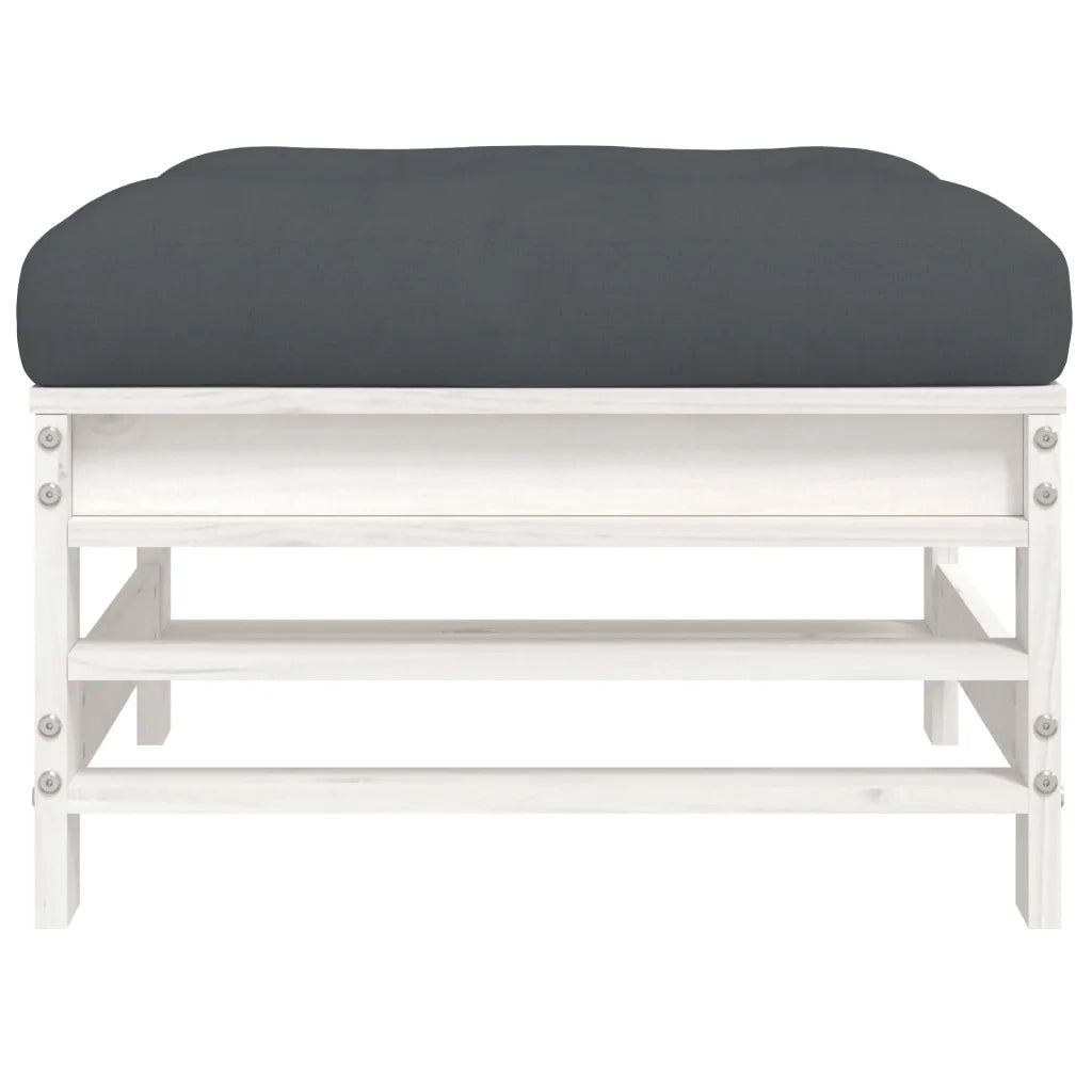 Sedia da giardino-Poggiapiedi Giardino con Cuscini 2pz Legno Massello Pino Bianco 211241