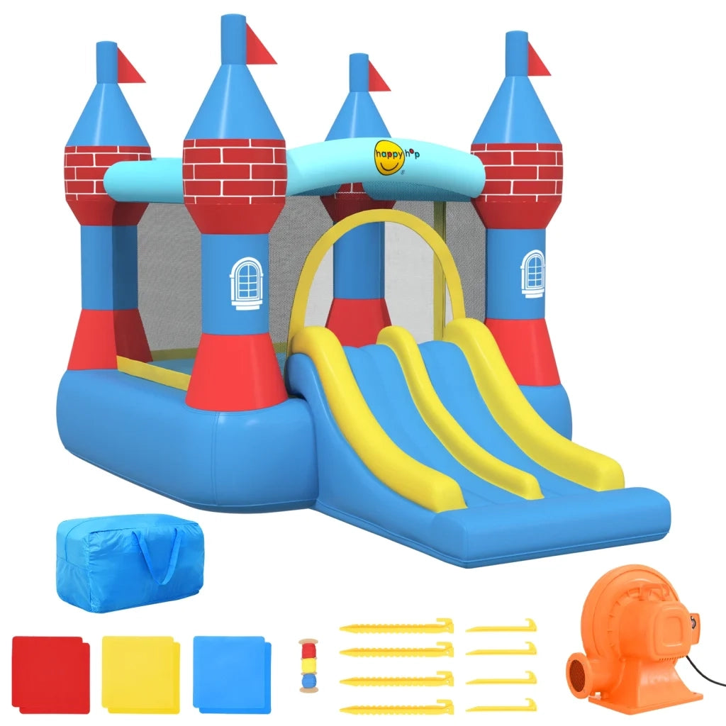 Happy Hop Castello Gonfiabile a Doppio Scivolo 368,5x265x220 cm in PVC 93445