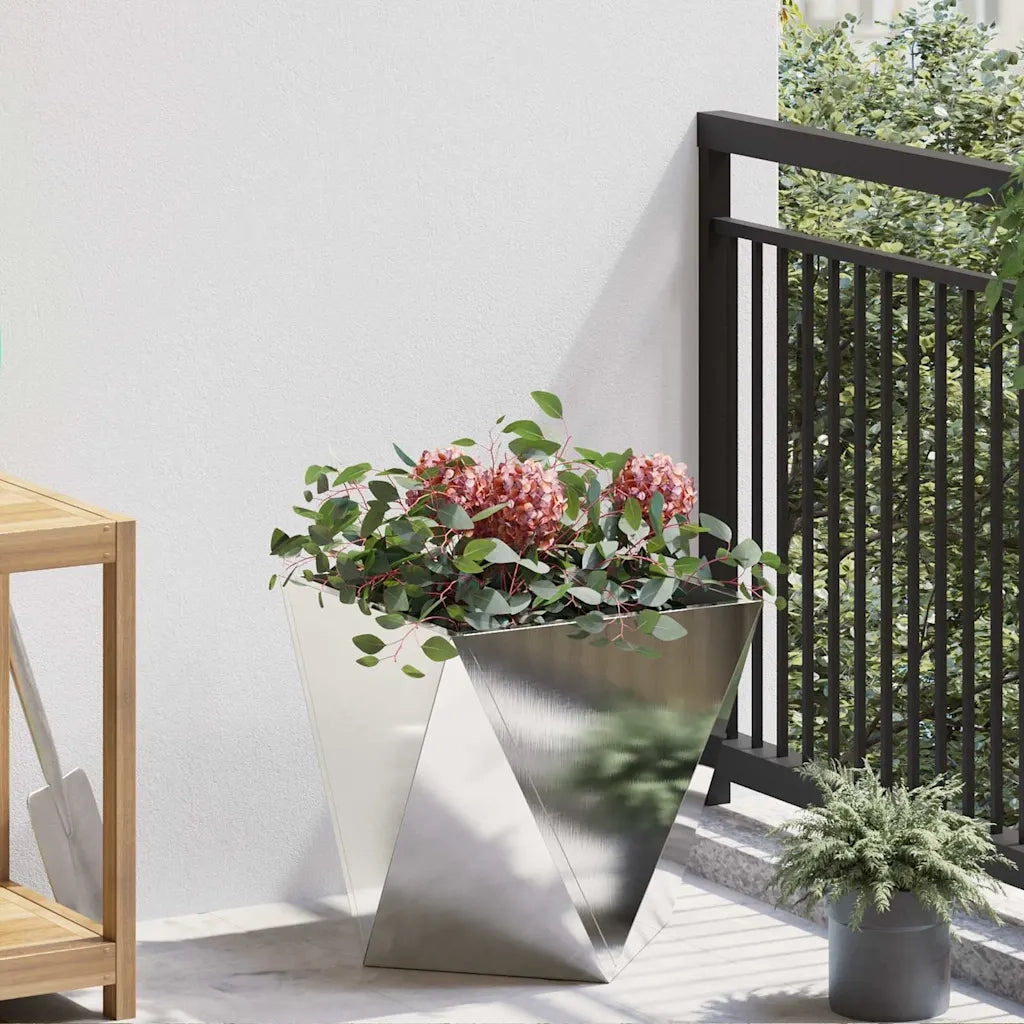Fioriera-Vaso-Contenitore per Piante Argento 40 x 40 x 40 cm Acciaio inossidabile