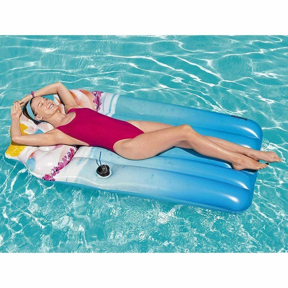 Trade Shop - Materassino Gonfiabile Stampa Realistica Frappe Mare Piscina 170x90cm Bestway -