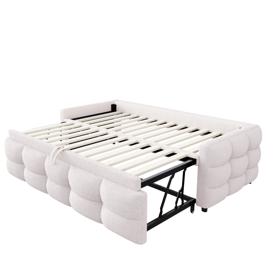 Letto imbottito 90/180x190 cm salvaspazio in teddy beige