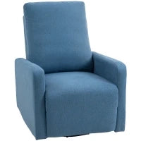 Poltrona Relax Reclinabile Manualmente a 135°, Girevole a 360° con Funzione Dondolo, Blu