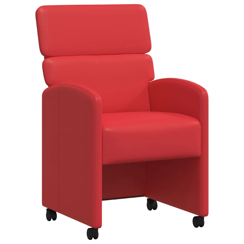 Sedie da Pranzo con Ruote con ruote 2 pcs Rosso 58 x 65 x 98 cm