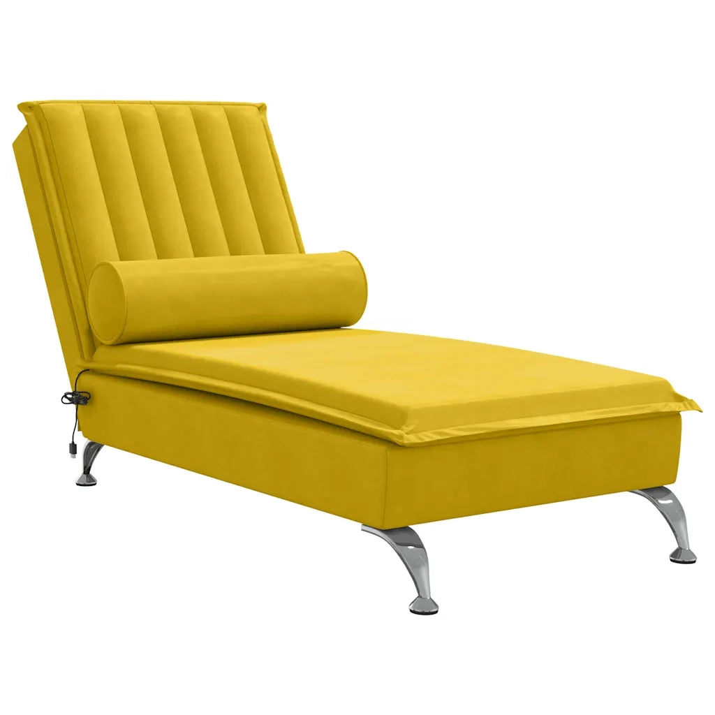 Chaise Longue Massaggi con Cuscino a Rullo Giallo in Velluto CFW6371533
