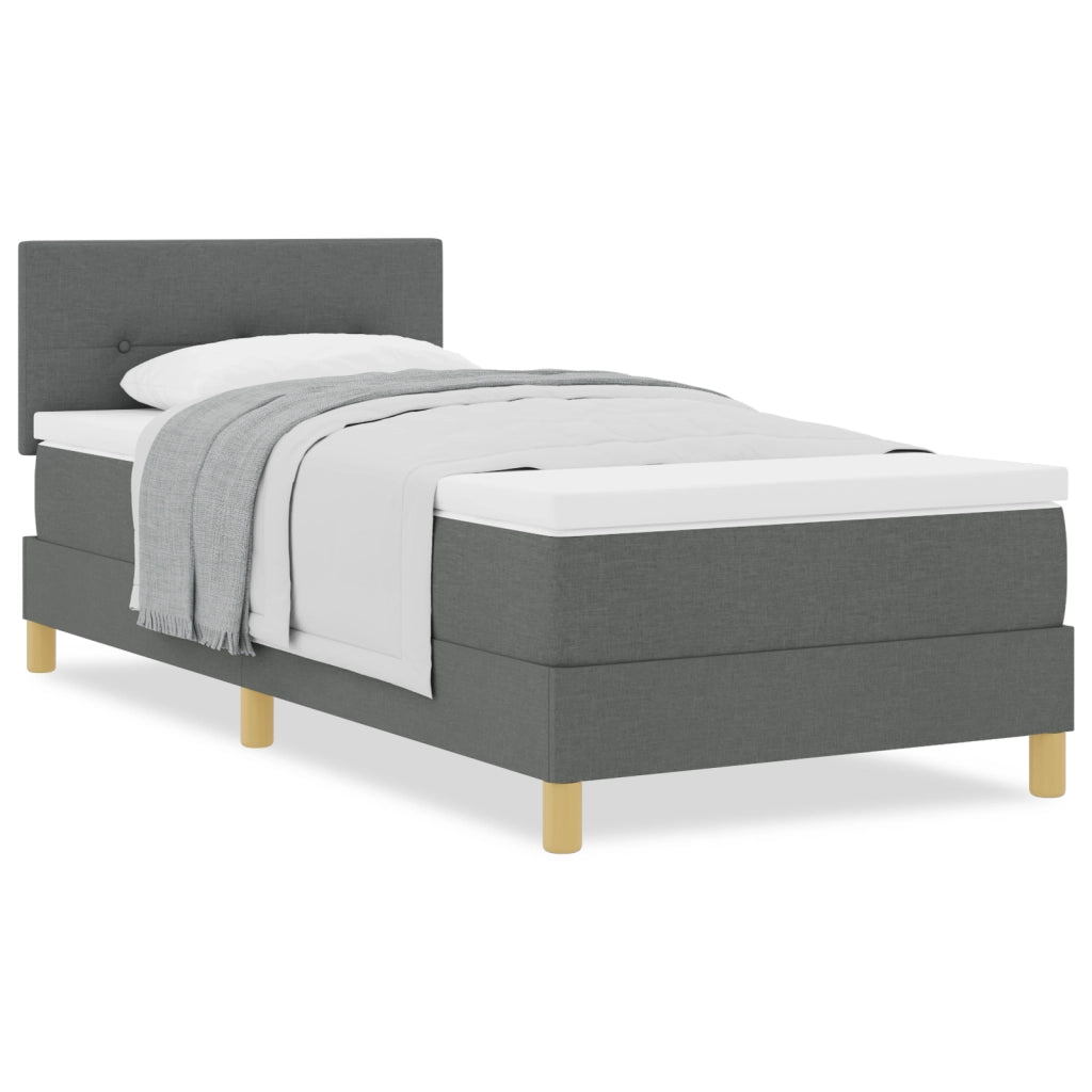 Letto con rete e materasso grigio scuro 90x190 cm tessuto