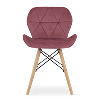 Valora WAKO Sedia in velluto Design moderno Rosa scuro Set di 4