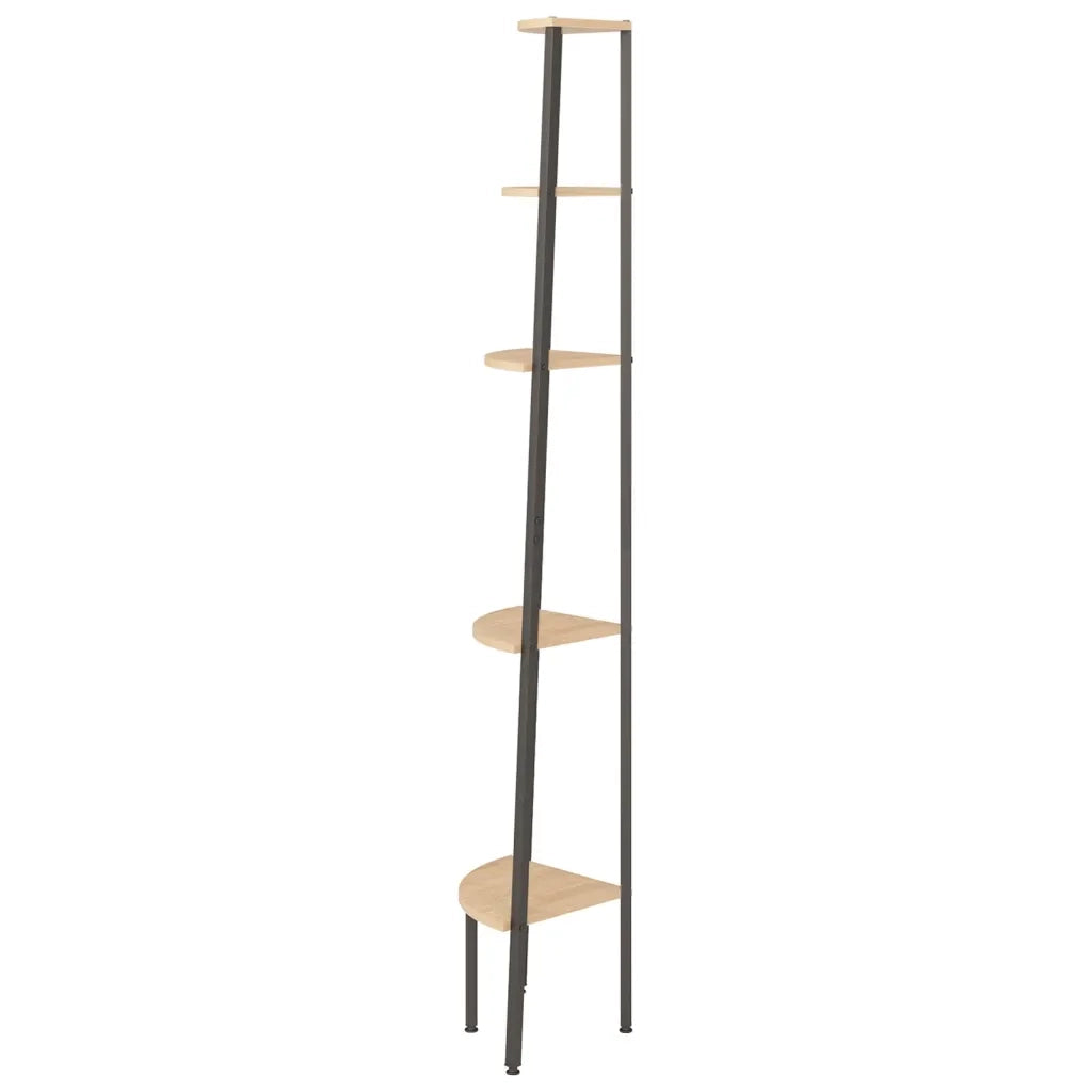 Scaffale Angolare 5 Livelli Marrone Chiaro Nero 45,5x31,5x180cm cod mxl 62698