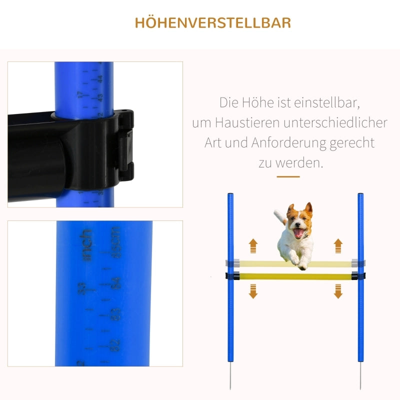 Giochi da arrampicata set agility per cani con tunnel 4 bastoni slalom e ostacoli portatile in poliestere giallo