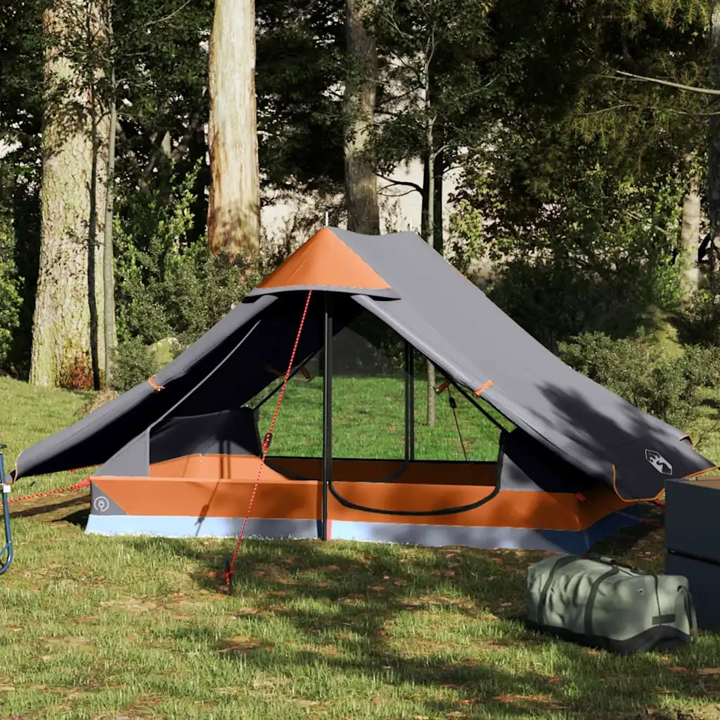 Tenda da Campeggio 2 Persone-Tenda per Escursionismo Grigio Impermeabile