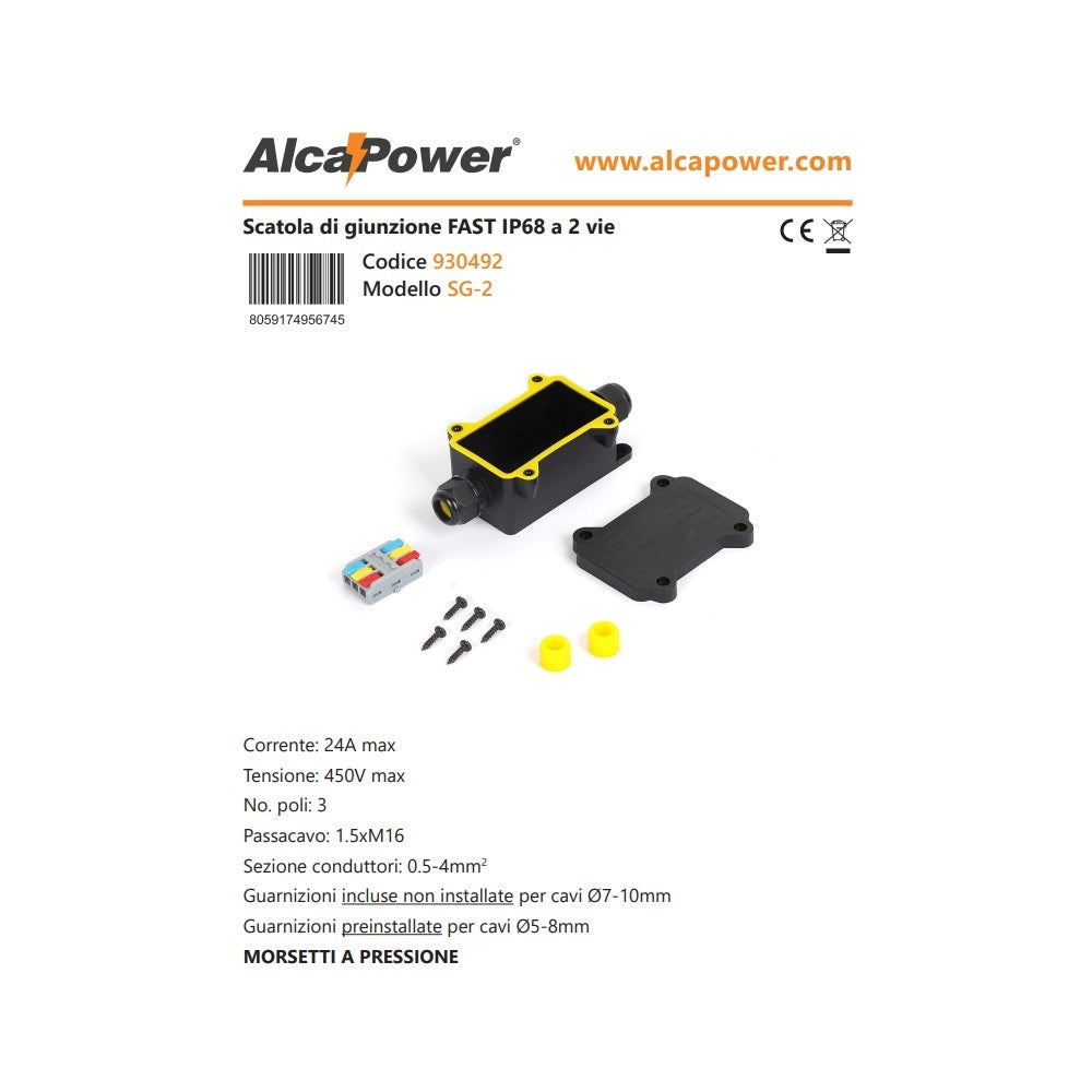 Alca power scatola di giunzione fast ip68 a 2 vie