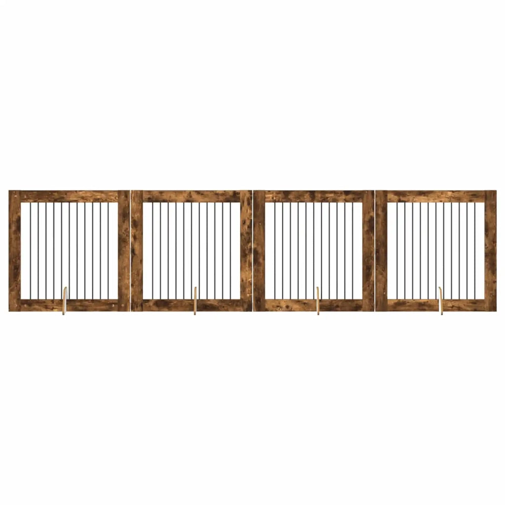 Cancello per cani con supporti 4 pcs Rovere Fumo 100 x 100 cm 892033