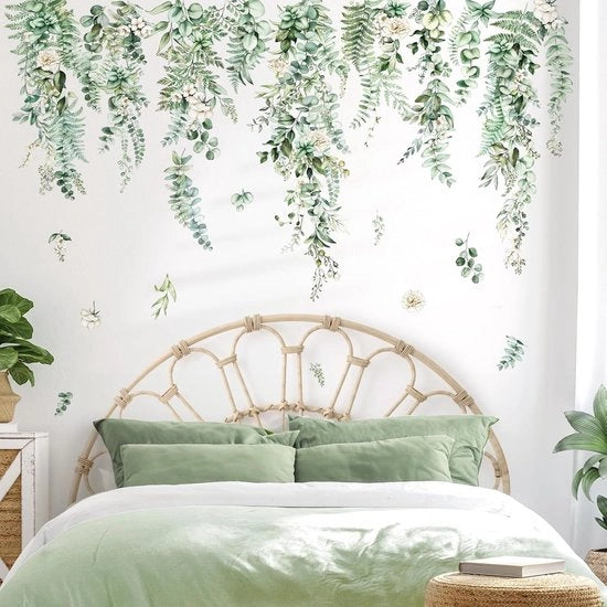 Decori per Parete con Foglie di Pianta - Decorazione per Camera da Letto e Salotto - 6 pezzi - Verde - Vinile