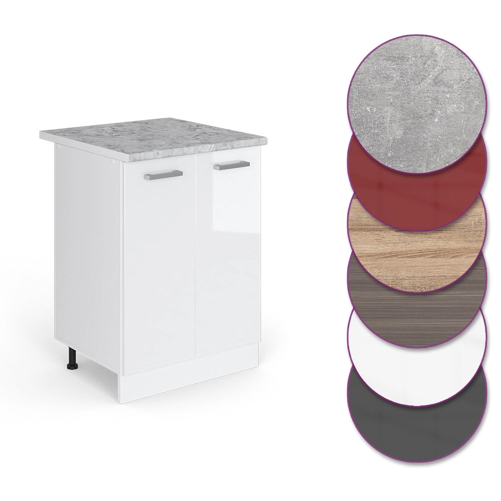 Vicco Mobiletto base cucina Bianco lucido 60 cm , PL Marmo
