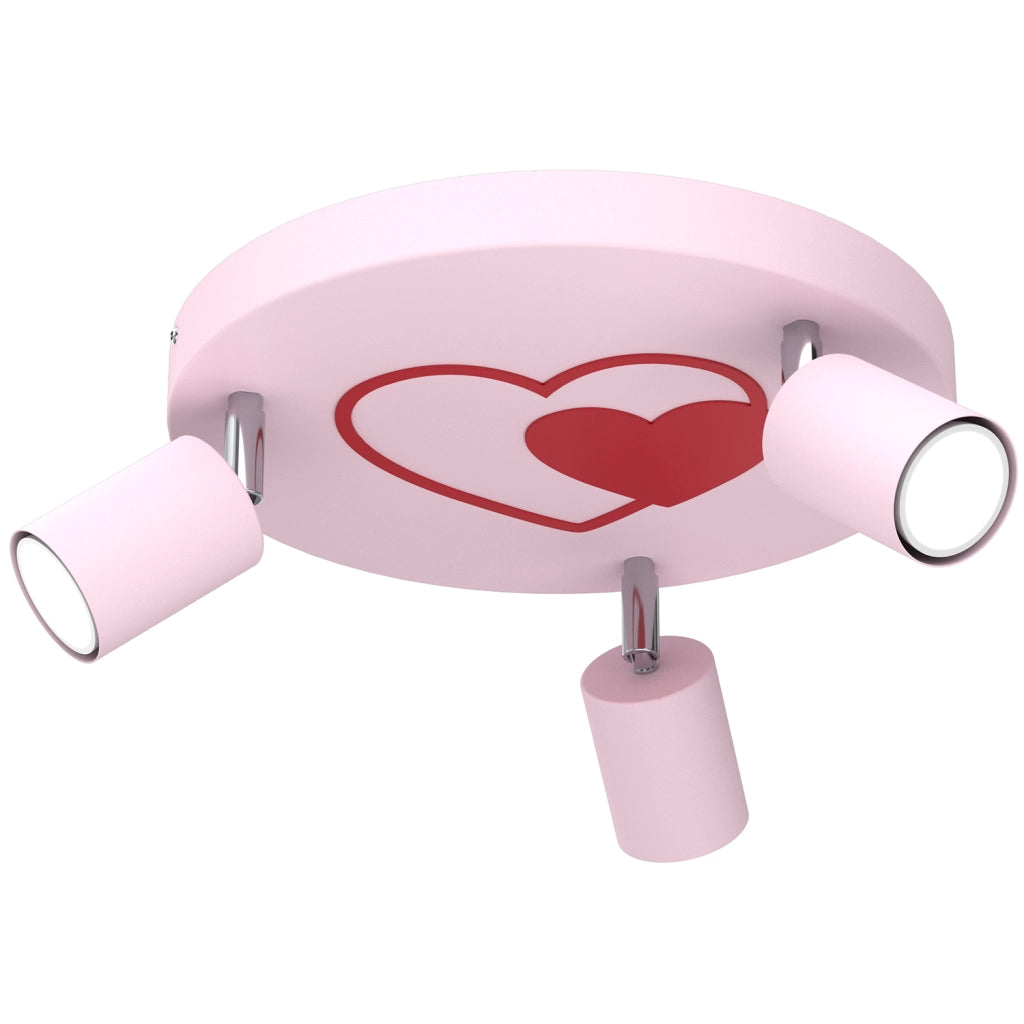 Plafoniera Luminex Fun tonda rosa 3 spot GU10 orientabili