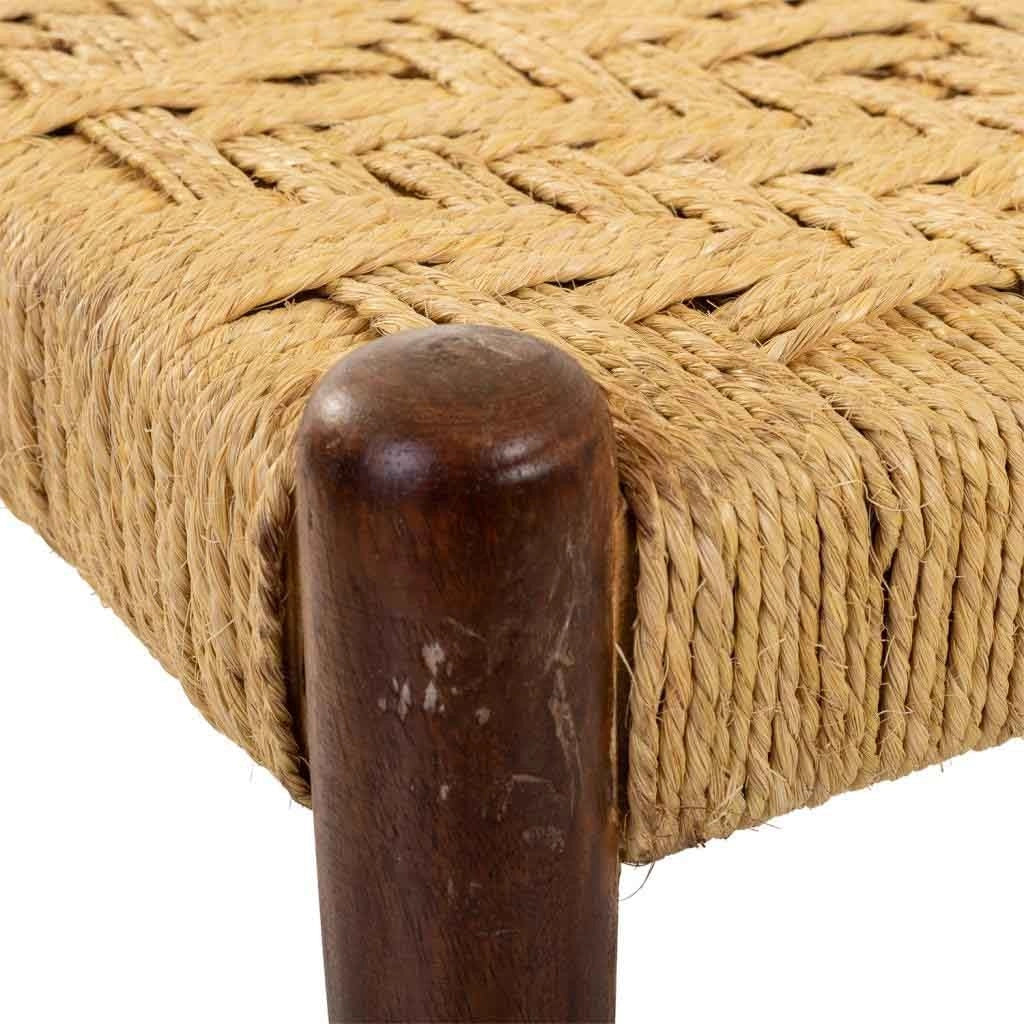 Sgabello in legno e corda marrone naturale 39x39x27h