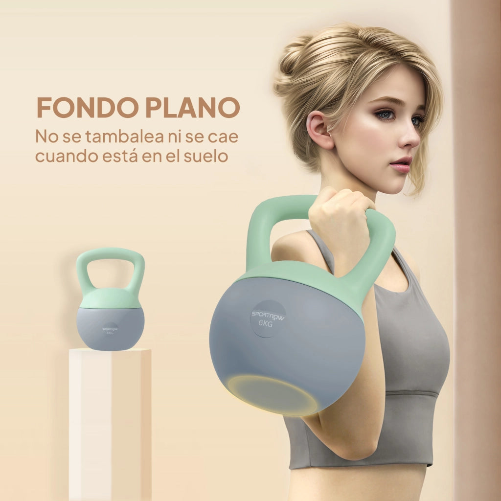 Kettlebell Pesa Rusa 6 kg ¨C zephmum ¨C 19x19x28 cm Verde e Grigio