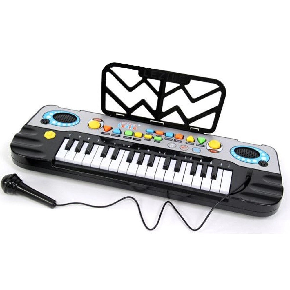 Trade Shop - Tastiera Pianola Karaoke Con Microfono Effetti Musicali Melodie E Porta Spartito -
