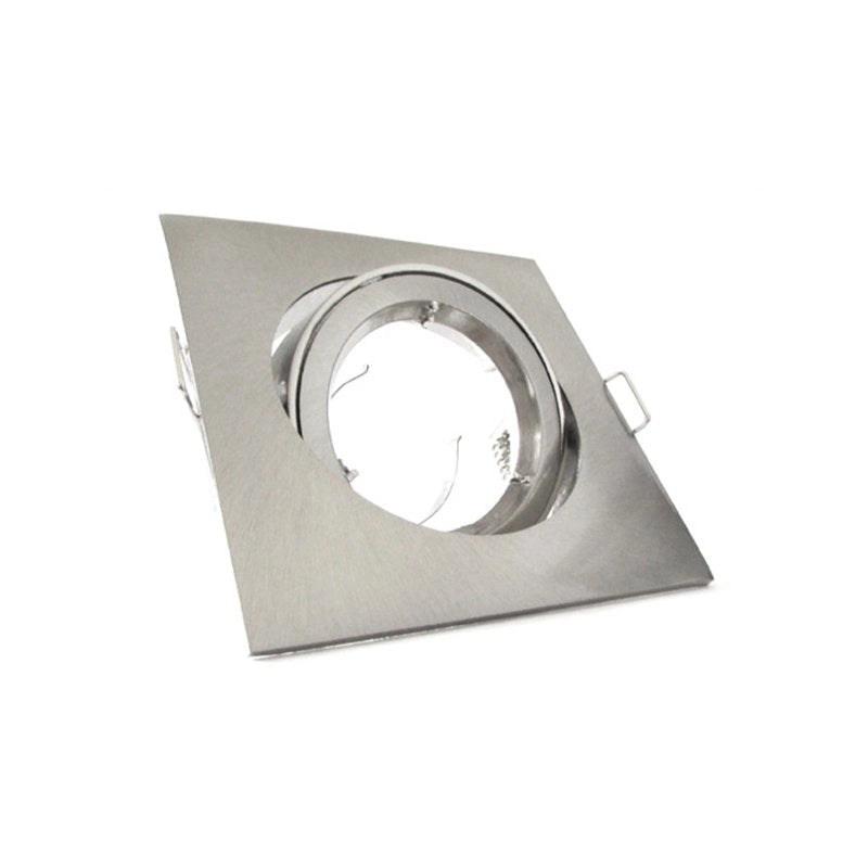 Porta Faretto Led GU10 MR16 Orientabile Quadrato Con Ghiera Satinato