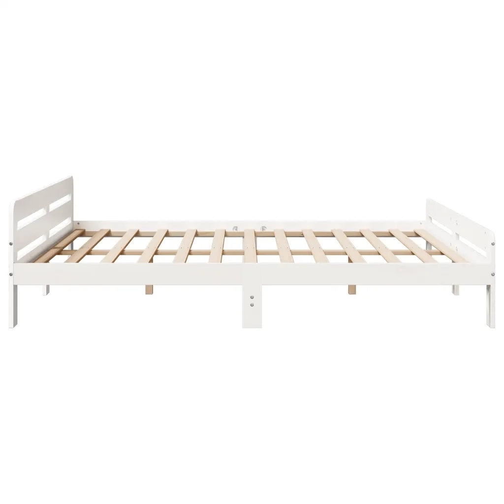 Giroletto senza Materasso Bianco 200x200 cm Legno Massello Pino