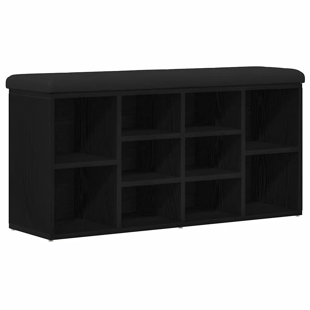 Panca per scarpe Rovere Nero 102 x 32 x 50 cm Legno multistrato 862988