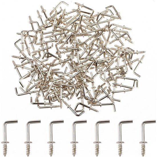 Hanger a muro a L con 60 pezzi - Hanger metallico stabile - Hanger a muro a L con 20 x 8 mm - Hanger a muro metallico con 60 pezzi