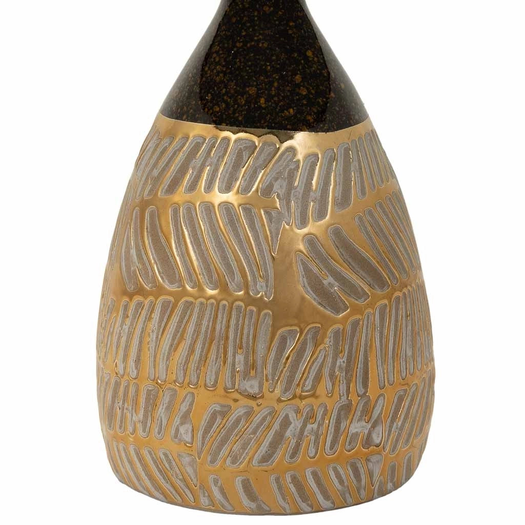 Lampada da tavolo in ceramica dorata 13,5x13,5x26,5h