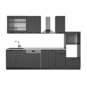 Cucina componibile Fame-Line Grigio scuro/Antracite 300 cm con armadio alto, PL Marmo Vicco